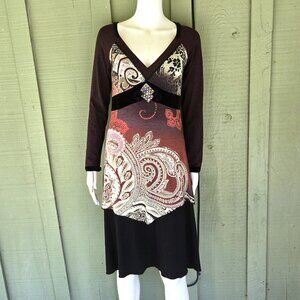 ROBERTO NALDI Italy Brown Print Jersey Dress 8
